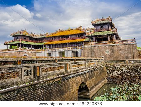 Imperial Royal Palace And Meridian Gate To The Old Citadel Of Hue, The Forbidden Purple City, Vietna