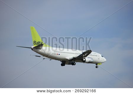 Amsterdam, The Netherlands - July 21st 2016: Ph-bgo Klm Royal Dutch Airliyl-bbs Air Baltic Boeing 73