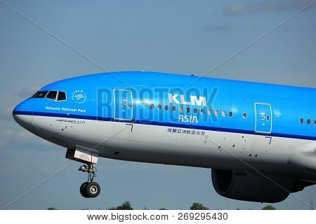 Amsterdam The Netherlands - May 3rd 2018: Ph-bqn Klm Royal Dutch Airlines Boeing 777-200 Takeoff Fro