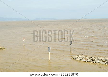 Close Up Sea In Bangpakong, Chachoengsao, Thailand