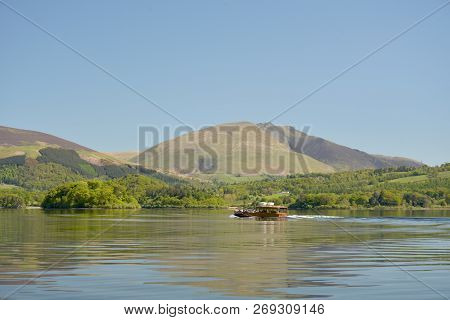 Ferry Crossing Derwentwater Near Keswick, Beneath The Slopes Of Skiddaw, Lake District