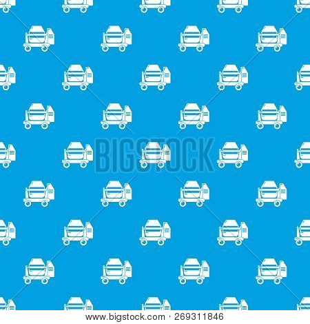 Concrete Mixer Pattern Vector Seamless Blue Repeat For Any Use