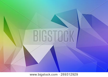 Vector Art Of Faceted 3d Crystal Colorful Shapes, Banners. Horizontal Crystal Banners, Faceted Color