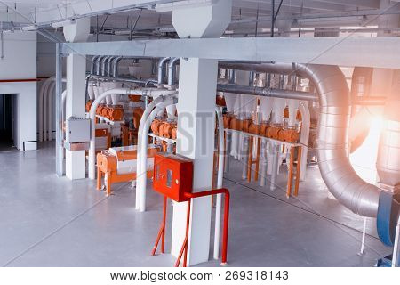 Modern Workshop At The Plant For The Production Of Food Flour From Grain, Production Breadstuffs