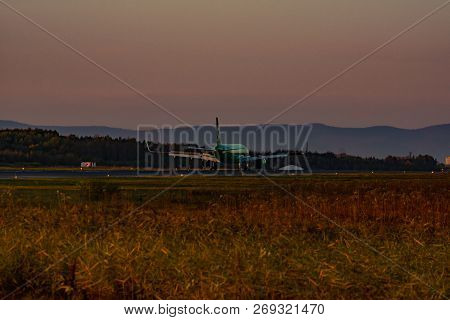 Khabarovsk, Russia - Sep 29, 2018: Aircraft Airbus A320neo Vq-brb S7 Airline Lands At The Airport Of