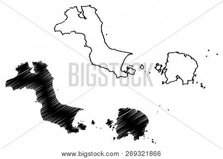 Bangka Belitung Islands (subdivisions Of Indonesia, Provinces Of Indonesia) Map Vector Illustration,