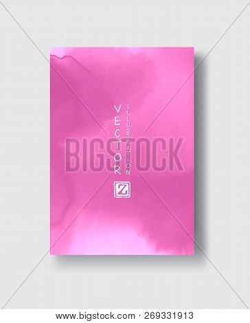 Elegant Brochure Template Design With Pink Ink Brush Elements. Abstract Decoration. Vector Illustrat