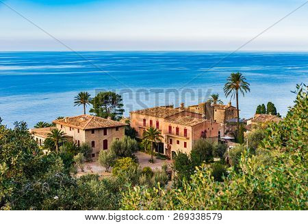 Idyllic View Of An Old Village At Deia On Mallorca, Spain Balearic Islands