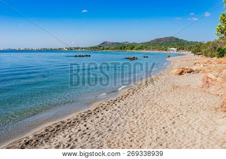 Spain Majorca Beach Cala Sa Marjal, Es Ribells At The Coast Of Son Servera, Mediterranean Sea, Balea