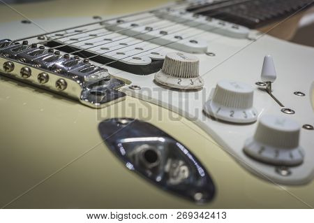 Rock Music Concept, Solo Electric Lead Guitar With Bridge, Strings, Volume And Tone Controls, Pickup