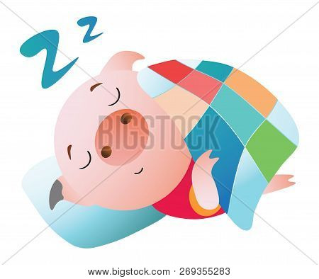 Emoji Character.  A Pig Sleeping Under A Blanket