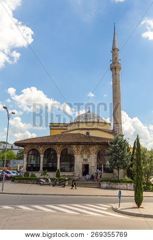 Tirana, Albania- 01 July 2014: Hadji Ethem Bey Mosque, 18th-century Mosque Located In The Center Of 