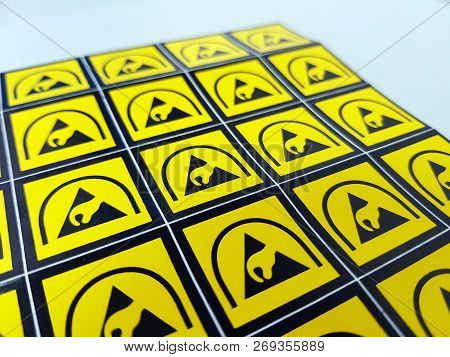 Esd Symbol Label Without Texture  For Electrostatic Sensitive Devices (esd) In Electronic Industrial