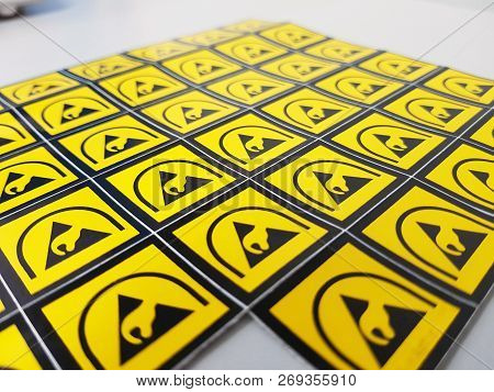 Esd Symbol Label Without Texture  For Electrostatic Sensitive Devices (esd) In Electronic Industrial