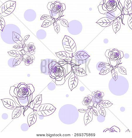 Seamless Pattern With Roses And Bubbles. Vector Illustration