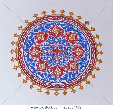 Istanbul, Turkey - January 13, 2018: Ceiling Detail In The Mihrimah Sultan Mosque, Or Edirnecapi. It