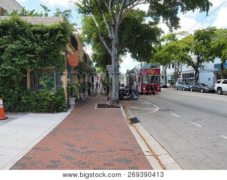 Miami, Florida 10-21-2018 Street Scene On Calle Ocho - Eigth Street - In Miamis Little Havana.