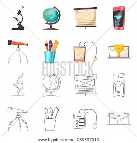 Isolated Object Of Education And Learning Sign. Set Of Education And School Vector Icon For Stock.