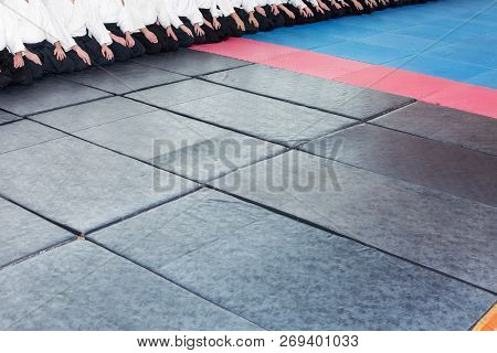 People In Kimono And Hakama On Martial Arts Training Seminar