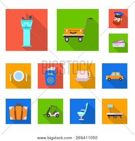 Vector Illustration Of Airport And Airplane Logo. Collection Of Airport And Plane Stock Vector Illus