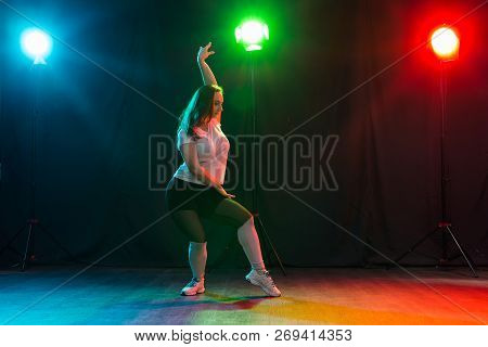 Hip-hop, Jazz-funk, Tecktonik, Waacking, Trance And Street Dances Concept - Pretty Woman Dancing Jaz