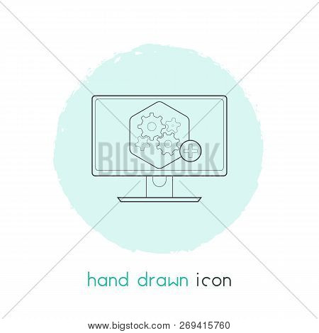 Computer Widget Icon Line Element.  Illustration Of Computer Widget Icon Line Isolated On Clean Back