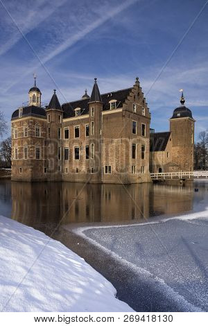 Ruurlo Castle In The Dutch Region Achterhoek Seen From The Surrounding Wintry Park