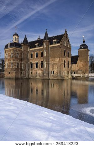 Ruurlo Castle In The Dutch Region Achterhoek Seen From The Surrounding Wintry Park