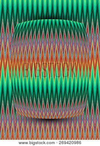 Ball Of Yarn, Abstract Multi Colored Geometric Knitted Zig Zag Pattern, Vector Illustration