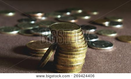 Stacks Of Golden Coins Rubel Coin Money