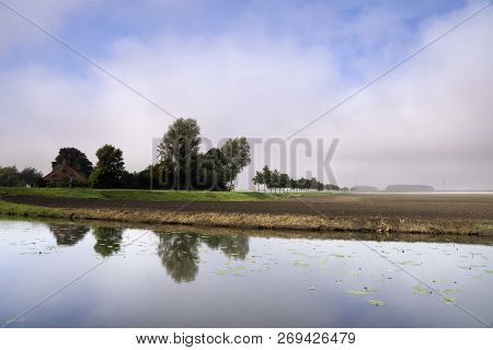 View Over The Moat From The Dutch Fortified Town Oudeschans In The Province Groningen