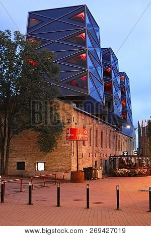 Tallinn, Estonia - August 30, 2018: Modern Architecture In Rotermann Quarter In The Evening