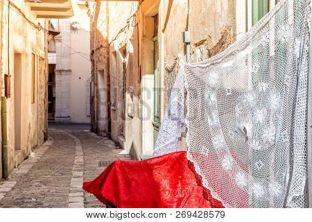 Quiet Village Street Of Pano Lefkara. Larnaca District, Cyprus.