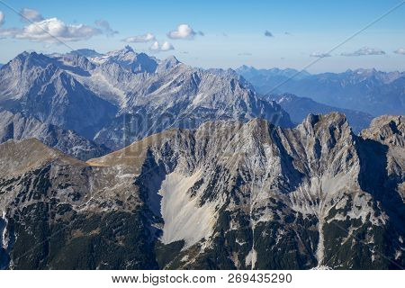 Zugspitze Seen From The Eibsee In Fall