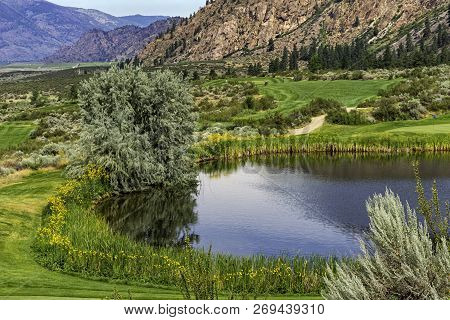 A Golf Course In The Okanagan Valley Near Osoyoos British Columbia Canada With Osoyoos Lake And Moun