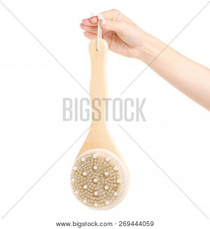 The Brush From Cellulite In Hands On A White Background. Isolation