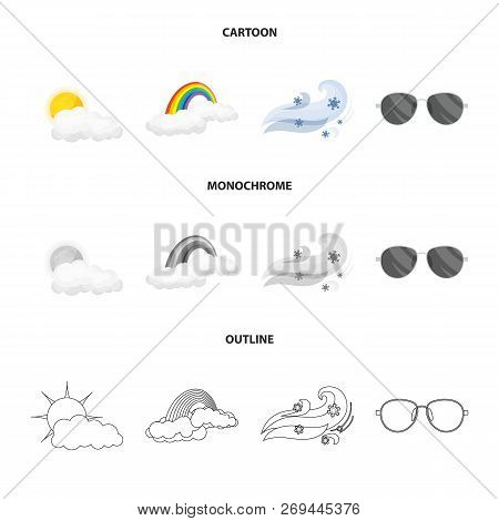 Vector Design Of Weather And Climate Symbol. Collection Of Weather And Cloud Vector Icon For Stock.
