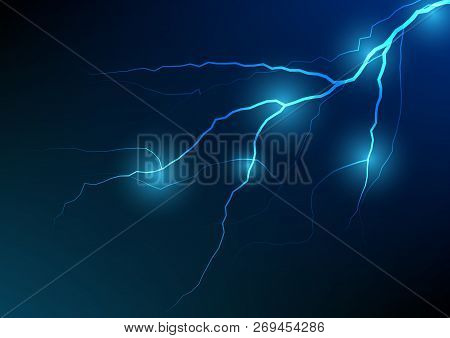 Lightning And Thunder Bolt Effect Background, Stock Vector