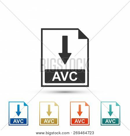 Avc File Document Icon. Download Avc Button Icon Isolated On White Background. Set Elements In Color