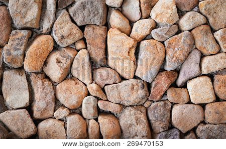 Stone Texture / Beautiful Stone Wall Background / Brown Pattern Stone Wall Vintage Style Color - Nat