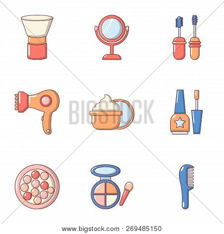 Makeover Icons Set. Flat Set Of 9 Makeover Vector Icons For Web Isolated On White Background