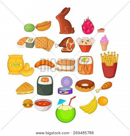 Morsel Icons Set. Cartoon Set Of 25 Morsel Vector Icons For Web Isolated On White Background