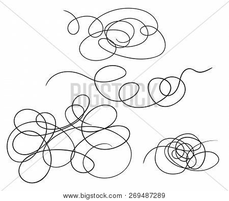 Vector Set Of Hand-drawn Scribble Line Shape. Sketch Style Doodle. Vector Elements Isolated On Light