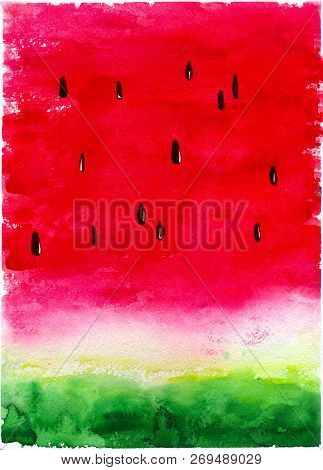 Delicious Watermelon Watercolor Background Texture Red Draws