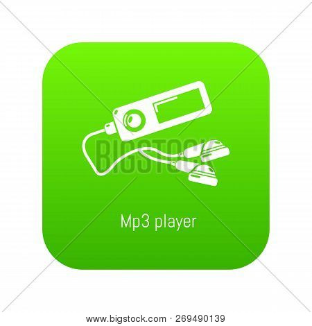 Mp3 Player Icon Green Vector Isolated On White Background