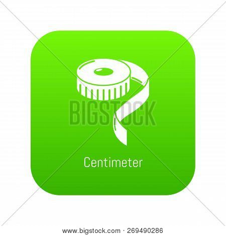 Centimeter Icon Green Vector Isolated On White Background
