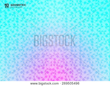 Abstract Blue And Pink Gradient Color Geometric Triangles Pattern Background And Tecture Technology 