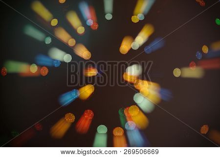 Bokeh Abstract Texture. Colorful. Defocused Background. Blurred Bright Light. Circular Points.