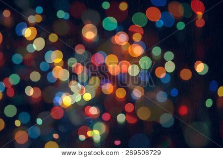 Bokeh Abstract Texture. Colorful. Defocused Background. Blurred Bright Light. Circular Points.