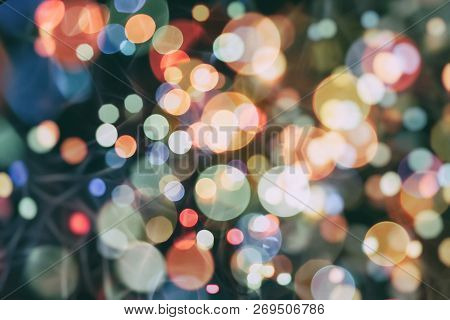 Bokeh Abstract Texture. Colorful. Defocused Background. Blurred Bright Light. Circular Points.